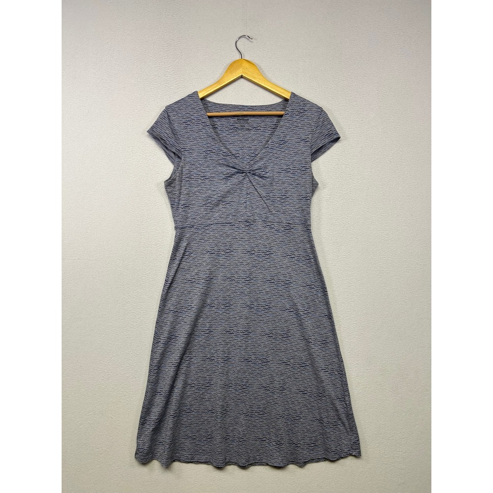 Outdoor Casual Toad&Co Womens Medium Blue Patterned A-Line Cap Sleeve Dress
